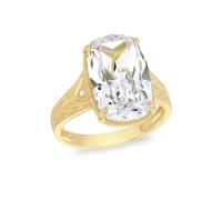 CARISSIMA Women's 9ct Yellow Gold 16mm x 10mm Cushion CZ Ring #L