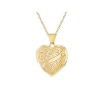 CARISSIMA Women's 9ct Yellow Gold 19mm x 23.5mm Engraved Heart Locket Pendant