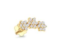 Carissima Women's 9ct Yellow Gold 1mm CZ Triple Flower Single Labret Stud Earring