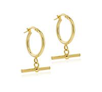 CARISSIMA Women's 9ct Yellow Gold 20.5mm x 29mm T-Bar Creole Hoop Earring