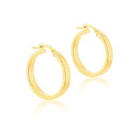 CARISSIMA Women's 9ct Yellow Gold 23.5mm Greek Pattern Hoop Earrings