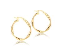CARISSIMA Women's 9ct Yellow Gold 25mm Twisted Hoop Creole Earrings