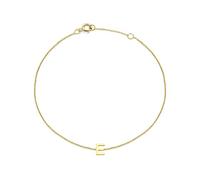 CARISSIMA Women's 9ct Yellow Gold 3.5mm x 4.5mm E Initial Adjustable Bracelet 15cm/6"-18.5cm/7.25"