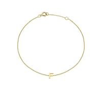 CARISSIMA Women's 9ct Yellow Gold 3.5mm x 4.5mm F Initial Adjustable Bracelet 15cm/6"-18.5cm/7.25"