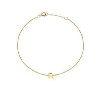 CARISSIMA Women's 9ct Yellow Gold 3.5mm x 5mm "R" Initial Adjustable Bracelet 15cm/6"-18.5cm/7.25"