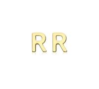 CARISSIMA Women's 9ct Yellow Gold 3.5mm x 5mm 'R' Initial Stud Earrings