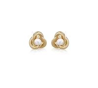 CARISSIMA Women's 9ct Yellow Gold 4mm Fresh Water Pearls Knot Stud Earrings