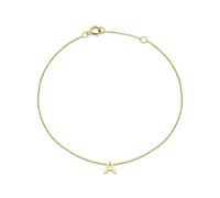 CARISSIMA Women's 9ct Yellow Gold 4mm x 4.5mm A Initial Adjustable Bracelet 15cm/6"-18.5cm/7.25"