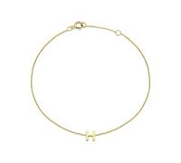 CARISSIMA Women's 9ct Yellow Gold 4mm x 4.5mm H Initial Adjustable Bracelet 15cm/6"-18.5cm/7.25"