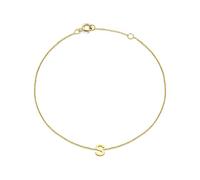 CARISSIMA Women's 9ct Yellow Gold 4mm x 5mm S Initial Adjustable Bracelet 15cm/6"-18.5cm/7.25"
