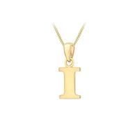 CARISSIMA Women's 9CT Yellow Gold 6.6 mm X 16mm Plain 'I' Initial Pendant on 9CT Yellow Gold 25 Diamond Cut Adjustable Curb Chain 41CM/16'-46CM/18' Necklace