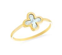 CARISSIMA Women's 9ct Yellow Gold 8.6mm Clover Malachite Ring #P