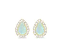 CARISSIMA Women's 9ct Yellow Gold 8.8mm x 6.7mm Teardrop Halo Opal with CZ Stud Earrings