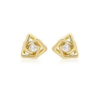 CARISSIMA Women's 9ct Yellow Gold 8mm Square Knot and Cubic Zirconia Stud Earrings