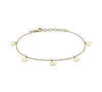 CARISSIMA Women's 9ct Yellow Gold Adjustable Bracelet - 5 Heart 5.9mm x 6mm - Lenght 18cm/7"-20cm/8"