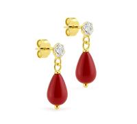 CARISSIMA Women's 9ct Yellow Gold Coloured Stone with CZ 4mm x 12.5mm Drop Earrings