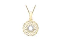 CARISSIMA Women's 9ct Yellow Gold Cubic Zirconia Circle Overlapping Spiral Pendant on a Curb Chain of Length 45.72cm