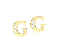 CARISSIMA Women's 9ct Yellow Gold Cubic Zirconia 'G' Initial Stud Earrings