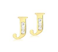 CARISSIMA Women's 9ct Yellow Gold Cubic Zirconia 'J' Initial Stud Earrings