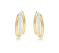 CARISSIMA Women's 9ct Yellow Gold Cubic Zirconia Triple Band Stud Earrings