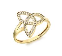 CARISSIMA Women's 9ct Yellow Gold CZ 14mm x 16mm Celtic-Knot Ring #O