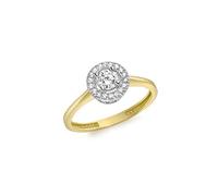 CARISSIMA Women's 9ct Yellow Gold CZ 7.5mm Halo Ring