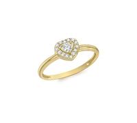CARISSIMA Women's 9ct Yellow Gold CZ 7.5mm x 6.5mm Halo Heart Ring