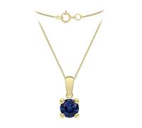 CARISSIMA Women's 9ct Yellow Gold Dark Blue 5mm CZ September Birthstone Pendant on 9ct Yellow Gold 20 Diamond Cut Curb Chain 46cm/18'