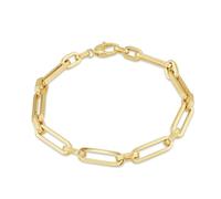 CARISSIMA Women's 9ct Yellow Gold DC 5.5mm Square Figabelcher 1+1 Bracelet 19cm/7.5'