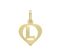 CARISSIMA Women's 9ct Yellow Gold Diamond Cut 'L' Initial Heart Pendant - CHAIN NOT INCLUDED