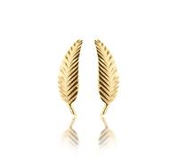CARISSIMA Women's 9ct Yellow Gold Diamond Cut Leaf Stud Earrings
