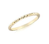 CARISSIMA Women's 9ct Yellow Gold Diamond Cut Slim Band Stack Ring #O