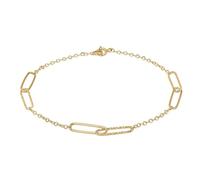 CARISSIMA Women's 9ct Yellow Gold Double Textured and Polished Paper Link Station Bracelet 19cm/7.5'