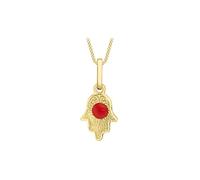 CARISSIMA Women's 9ct Yellow Gold Enamel Hamsa Hand Charm Pendant
