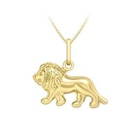 CARISSIMA Women's 9ct Yellow Gold Lion King Pendant on Box Chain Necklace of 46cm/18