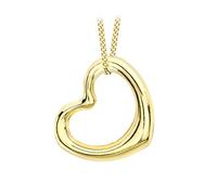 CARISSIMA Women's 9ct Yellow Gold Medium Floating Heart on Curb Chain Necklace of 41cm