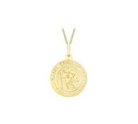 CARISSIMA Women's 9ct Yellow Gold Medium St Christopher Pendant on Curb Chain Necklace of 41cm