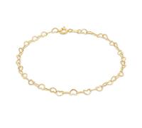 CARISSIMA Women's 9ct Yellow Gold Mini Open Heart Bracelet 18cm/7'