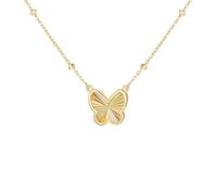 CARISSIMA Women's 9ct Yellow Gold Rainbow Butterfly Adjustable Trace and Ball Necklace 43cm/17' - 46cm/18'