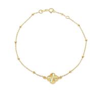 CARISSIMA Women's 9ct Yellow Gold Rainbow Petal Adjustable Trace and Ball Bracelet 18cm/7'-19cm/7.5'