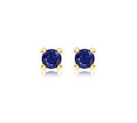 CARISSIMA Women's 9ct Yellow Gold Sapphire 4mm Cubic Zirconia September Birthstone Stud Earring