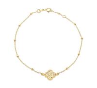 CARISSIMA Women's 9ct Yellow Gold Shimmer Petal Adjustable Trace and Ball Bracelet 18cm/7'-19cm/7.5'