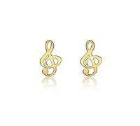 CARISSIMA Women's 9ct Yellow Gold Treble Clef Stud Earrings