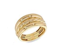 CARISSIMA Women's 9ct Yellow Gold Twisted and Plain Triple Band Ring #S