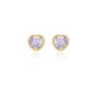 Carissima Women's 9ct Yellow Gold Twisted Heart Amethyst Stud Earring
