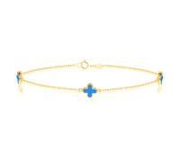 CARISSIMA Women's 9ct Yellow Gold With 3 x 6.5mm Turquoise Petals Bracelet 19cm/7.5" "