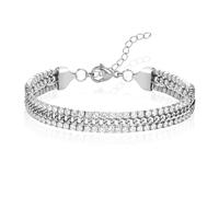CARITATE Tennis Bracelets for Women Men: 7/8 inch Stainless Steel Cuban Link Bracelet - Silver/Gold Bracelets for Men Cubic Zirconia Bracelet Stack Non Tarnish - Dainty Wrist Jewelry for Women, 7+