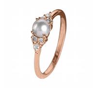 Caritierily Casual Rings for Men Women's Pearl Diamond Encrusted Ring Stylish Ring Engagement Ring (Rose Gold, 9)
