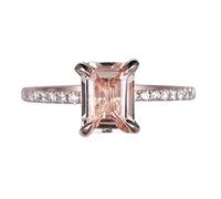 Caritierily Dangly Earrings Square Shaped Rose Gold Big Rhinestone Ring Diamond Square Ring Elegant Geometry Rhinestone Ring Full Diamond Rings for Women Size 5 12 (Rose Gold, 6)