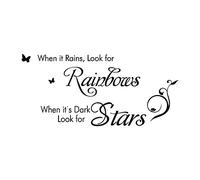 Caritierily Decal for Home Living Room Bedroom Decor Vinyl Look Mural Quotes Decorative Rains When Art Sticker It For Rainbows Wall Home Decor (Black, One Size)